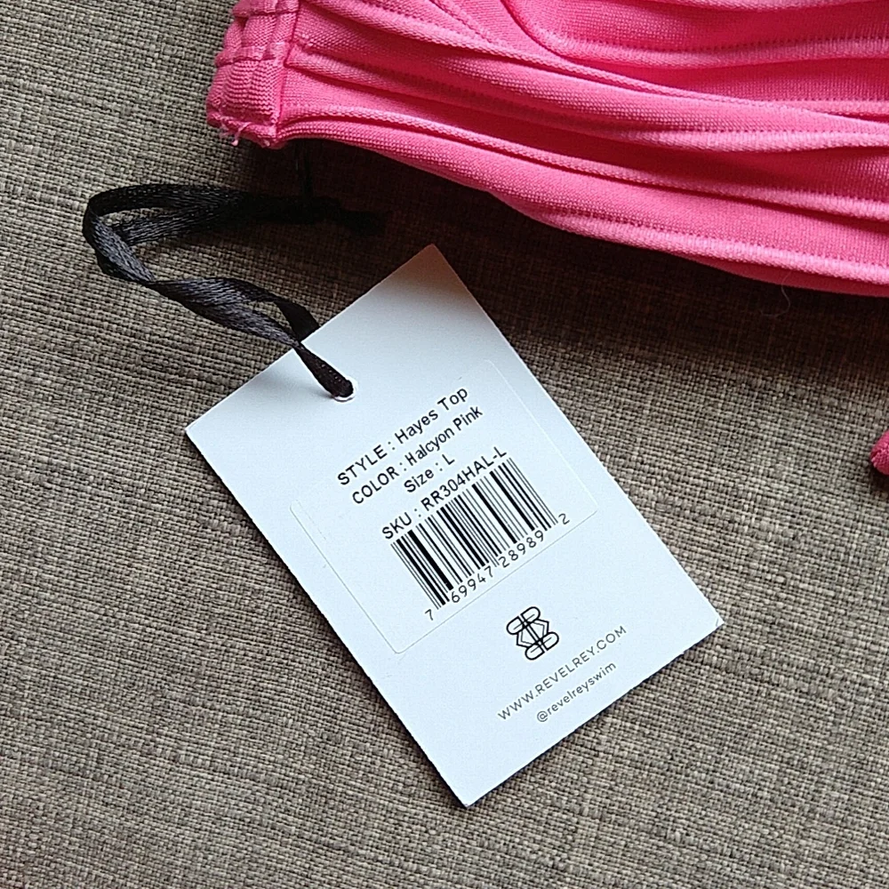 Revel Rey Bright Pink Bandeau Strapless High Rise Bikini Resort Claire Hayes